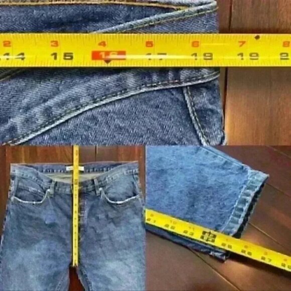 Zara Jeans Slim Fit Ankle Cropped Button Fly Vintage Dark Blue Size 18 - Picture 9 of 15